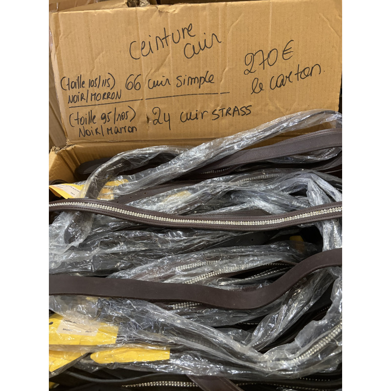 LOT DE 90 CEINTURES CUIR ET STRASS