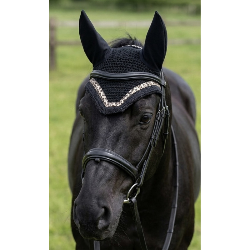 BONNET LEOPARD + PAILLETTES NOIR